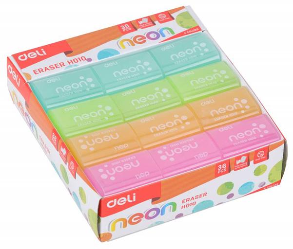 Ластик Deli EH01000 39х27х12мм ассорти/неон фото 2