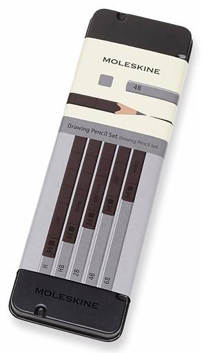 Набор карандашей чернографит. Moleskine DRAWING SET EW7P05GPHA (5 кар.H/HB/2B/4B/6B) коробка металлическая фото 1