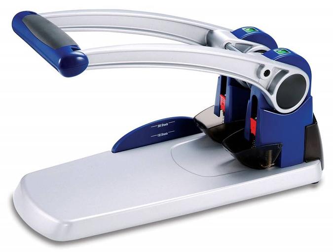 Дырокол Kw-Trio Heavy Duty 9550 макс.:300лист. металл синий/серебристый отв.:2 с линейкой фото 1