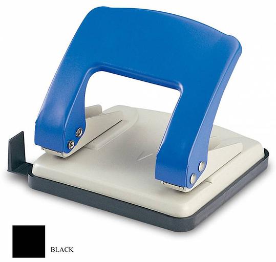 Дырокол Kw-Trio Stylish Medium 966GR/BLCK макс.:20лист. металл черный отв.:2 с линейкой фото 1