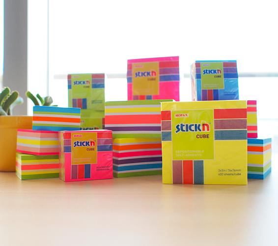 Блок самоклеящийся бумажный Stick`n 21538 76x76мм 400лист. 70г/м2 неон+пастель 6цв.в упак. фото 3