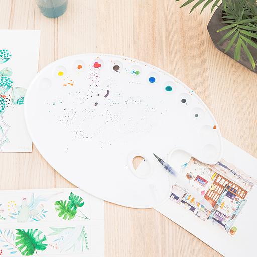 Палитра для смешивания красок Deli 68300 эллипс 400x290мм пластик фото 5