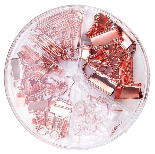 Набор мелкоофисный Deli 78553 гвоздики 20шт скрепки 30шт золотистый металл пластиковая туба фото 2