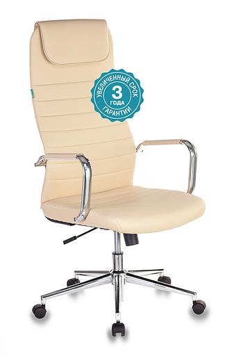 Кресло руководителя Бюрократ KB-9N/ECO бежевый искусственная кожа с подголов. крестовина металл хром фото 1
