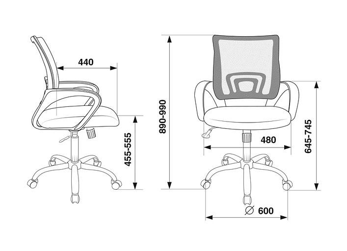 Кресло Бюрократ CH-695NSL темно-серый TW-04 сиденье черный TW-11 крестовина металл хром фото 5