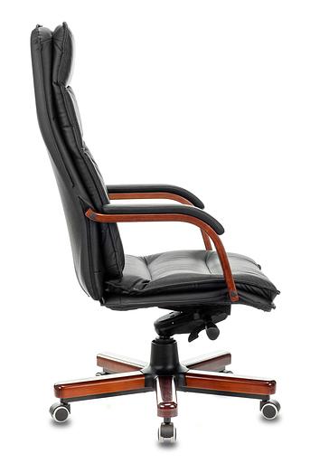 Кресло руководителя Бюрократ T-9927WALNUT черный кожа крестовина металл/дерево фото 3