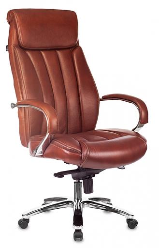Кресло руководителя Бюрократ T-9922SL светло-коричневый Leather Eichel кожа крестовина металл хром фото 1
