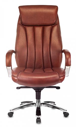 Кресло руководителя Бюрократ T-9922SL светло-коричневый Leather Eichel кожа крестовина металл хром фото 2