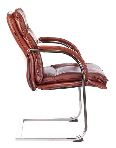 Кресло Бюрократ T-9927SL-LOW-V светло-коричневый Leather Eichel кожа низк.спин. полозья металл хром фото 3