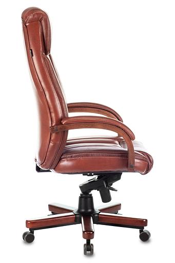 Кресло руководителя Бюрократ T-9922WALNUT светло-коричневый Leather Eichel кожа крестовина металл/дерево фото 3