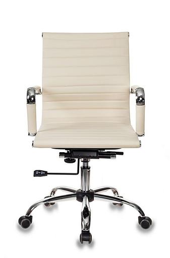 Кресло руководителя Бюрократ CH-883-LOW слоновая кость искусственная кожа низк.спин. крестовина металл хром фото 2