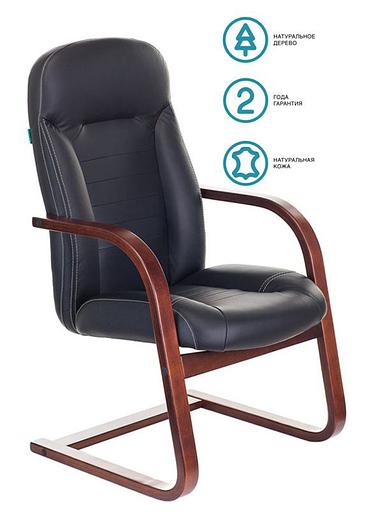 Кресло Бюрократ T-9923WALNUT-AV черный кожа полозья дерево фото 1