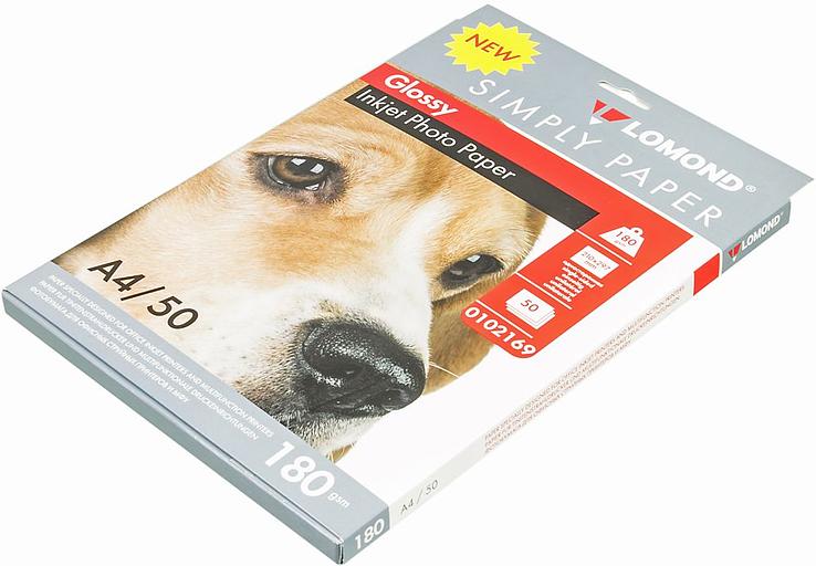 Фотобумага Lomond Simply 0102169 A4/180г/м2/50л./белый CIE148% глянцевое для струйной печати фото 1