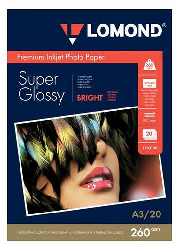 Фотобумага Lomond 1103130 A3/260г/м2/20л./белый высокоглянцевое для струйной печати фото 1