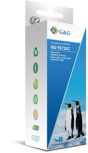 Чернила G&G GG-T6732C голубой100мл для Epson L800, L805, L810, L850 фото 1