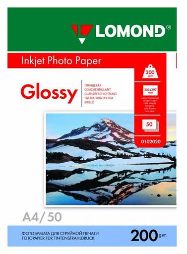 Фотобумага Lomond 0102020 A4/200г/м2/50л./белый глянцевое для струйной печати фото 1
