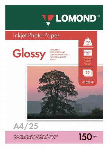 Фотобумага Lomond 0102043 A4/150г/м2/25л./белый глянцевое для струйной печати фото 1