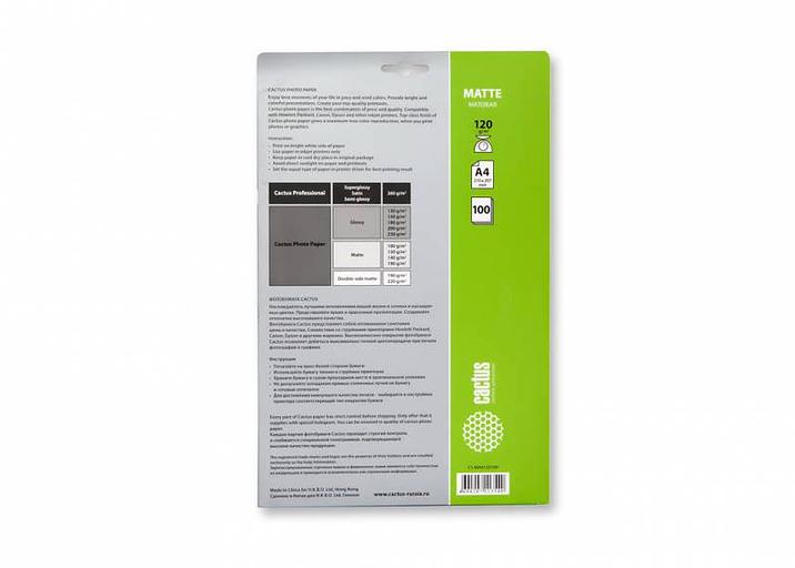 Фотобумага Cactus CS-MA4120100 A4/120г/м2/100л./белый матовое для струйной печати фото 2