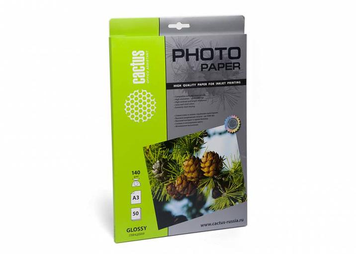 Фотобумага Cactus CS-GA314050 A3/140г/м2/50л./белый глянцевое для струйной печати фото 1