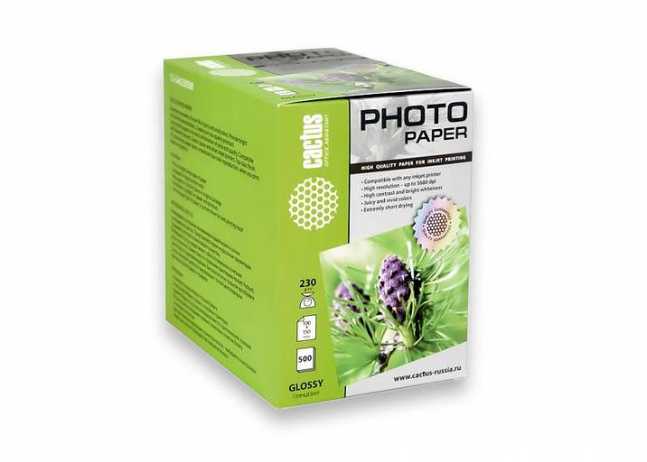 Фотобумага Cactus CS-GA6230500 10x15/230г/м2/500л./белый глянцевое для струйной печати фото 1