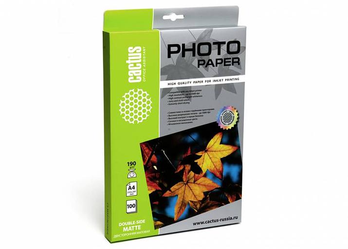Фотобумага Cactus CS-MA4190100DS A4/190г/м2/100л./белый матовое/матовое для струйной печати фото 1