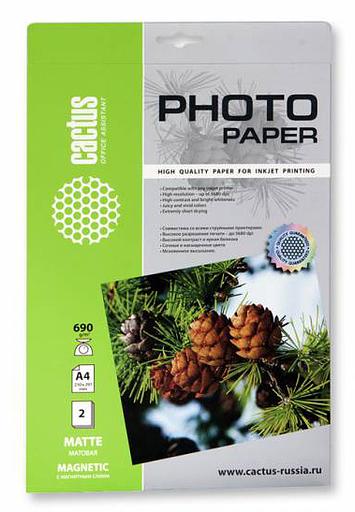 Фотобумага Cactus CS-MMA46902 A4/690г/м2/2л./белый матовое/магнитный слой для струйной печати фото 1