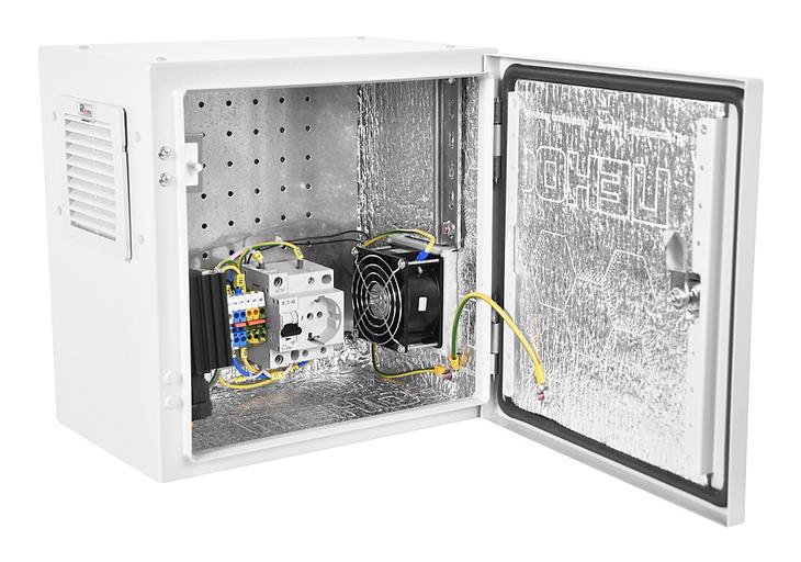 Шкаф серверный ЦМО Эконом (ШТВ-НЭ-6.6.3-3ААА-Т2) настенный 13U 600x300мм пер.дв.стал.лист задн.дв.спл.стал.лист несъемн.бок.пан. серый 270мм 27кг 600мм IP66 уличный всепогодный с нагревателем с силовыми розетками 100Вт фото 4