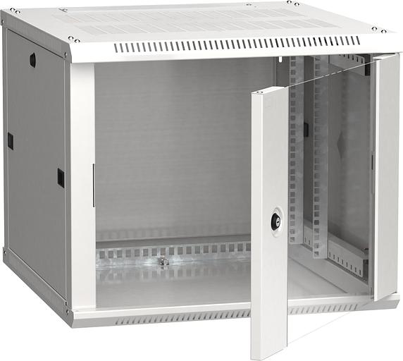 Шкаф коммутационный ITK (LWR3-09U66-GF) 9U 600x600мм пер.дв.стекл 2 бок.пан. 90кг серый фото 1