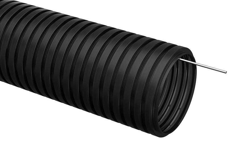 Труба гофр. гибкая ПНД IEK CTG20-20-K02-025-1 внеш.D=20мм с протяжкой 25м чёрн. фото 1