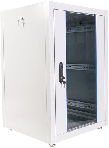 Шкаф коммутационный ЦМО (ШТК-Э-18.6.6-13АА) напольный 18U 598x600мм пер.дв.стекл металл 2 бок.пан. 540кг серый 515мм 43кг 180град. 920мм IP20 фото 1