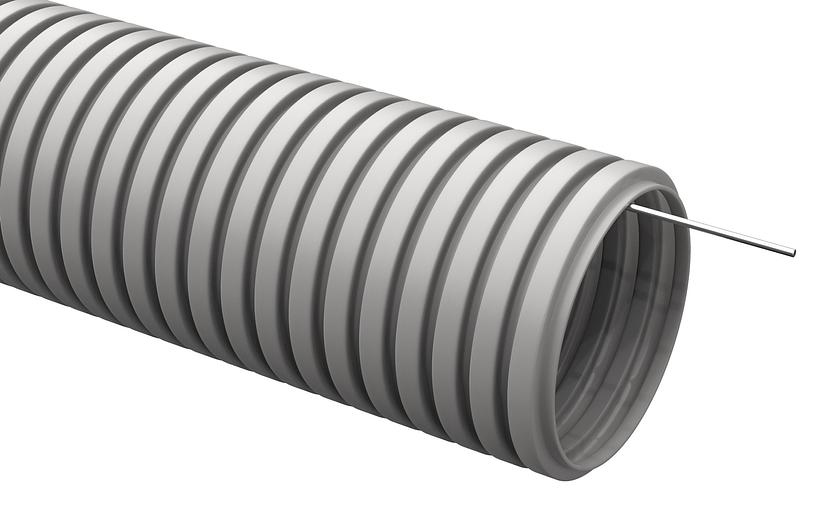 Труба гофр. гибкая ПВХ IEK CTG20-32-K41-025I внеш.D=32мм с протяжкой 25м сер. Цена за 1м фото 1