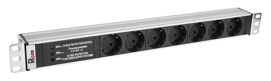 Блок распределения питания Rem Rem-10 R-10-7S-FI-440-Z гор.размещ. 7xSchuko базовые 10A без вилки фото 1