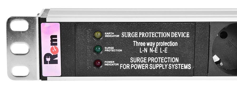 Блок распределения питания Rem Rem-10 R-10-7S-FI-440-Z гор.размещ. 7xSchuko базовые 10A без вилки фото 2