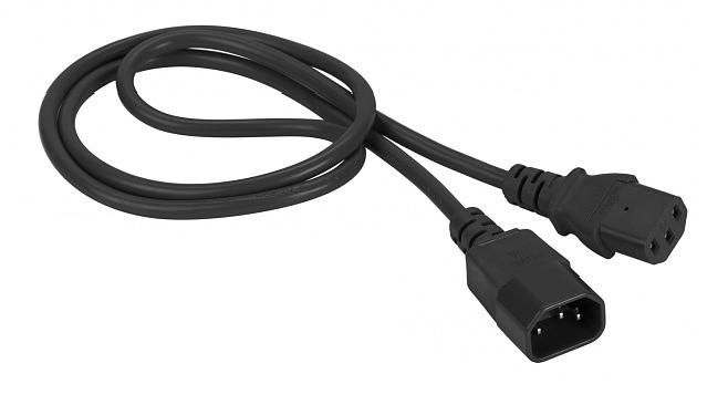 Кабель Lanmaster LAN-PP13/14-1.5-BK C13-С14 проводник.:3x1.5мм2 1м (упак.:1шт) черный фото 1