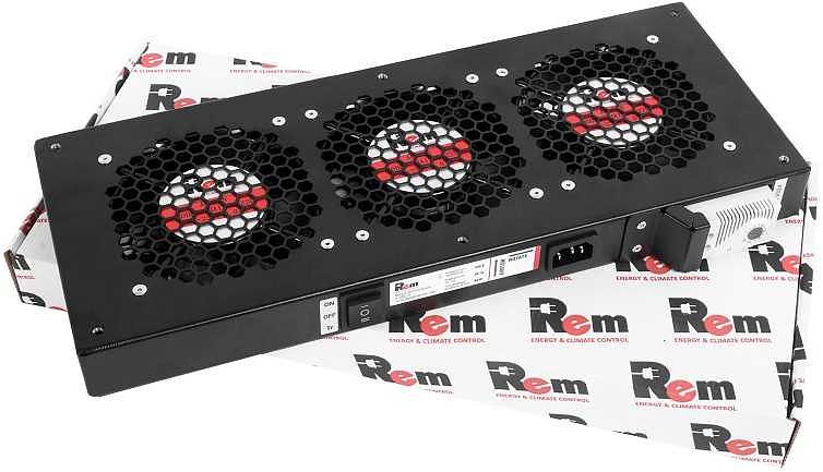 Модуль вентиляторный Rem (R-FAN-3T-9005) 3 вент. с термостатом черный (упак.:1шт) фото 2