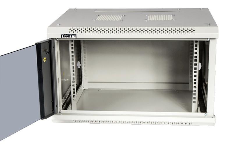 Шкаф коммутационный Lanmaster (TWT-CBWPG-9U-6X4-GY) настенный 9U 600x400мм пер.дв.стекл 60кг серый фото 4
