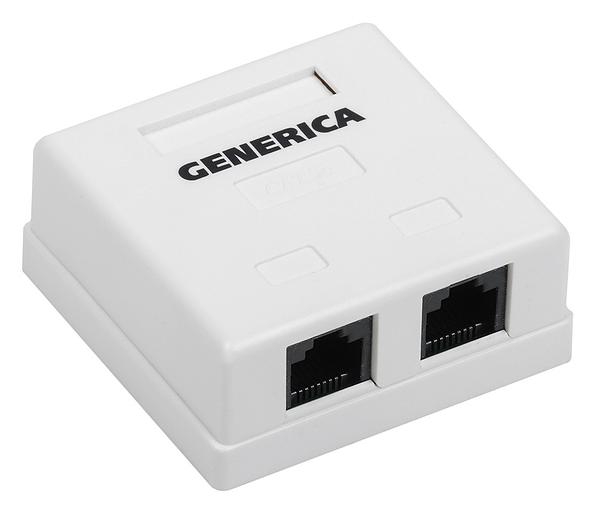 Розетка ITK GENERICA CS2-1C5EU-22-G настенная 62x59.6x26.5мм RJ45 ABS белый фото 1