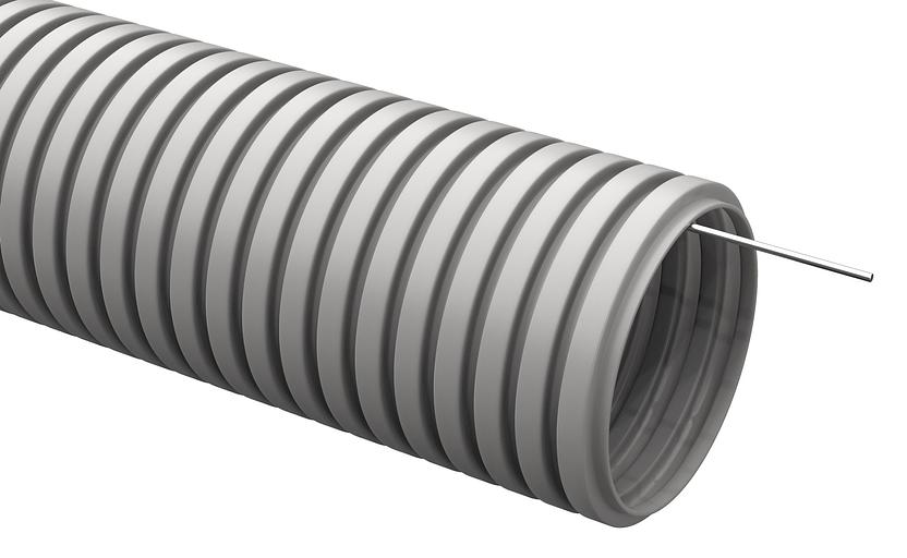 Труба гофр. гибкая ПВХ IEK CTG20-16-K41-100I внеш.D=16мм с протяжкой 100м сер. Цена за 1м фото 1