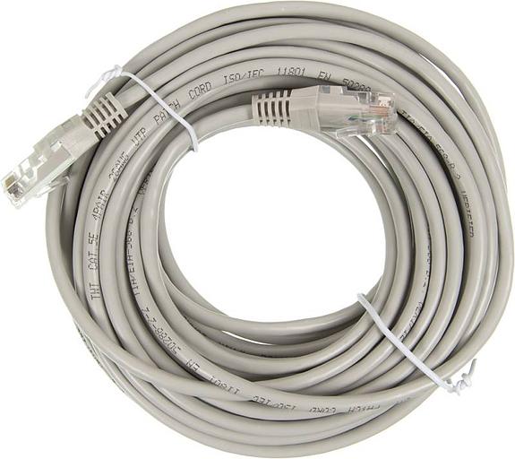 Патч-корд Lanmaster UTP TWT-45-45-10-GY UTP вилка RJ-45-вилка RJ-45 кат.5е 10м серый ПВХ (уп.:1шт) фото 1