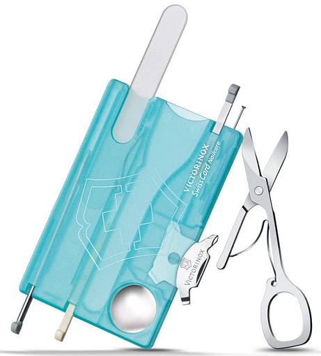 Швейцарская карта Victorinox SwissCard Nailcare (0.7240.T21) бирюзовый полупрозрачный коробка подарочная фото 1