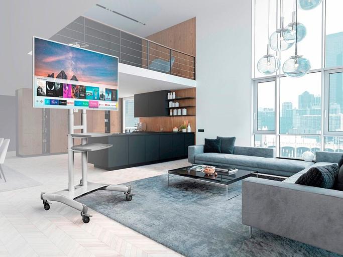 Подставка для телевизора Onkron TS1881 белый 50"-86" макс.105.9кг напольный мобильный фото 9