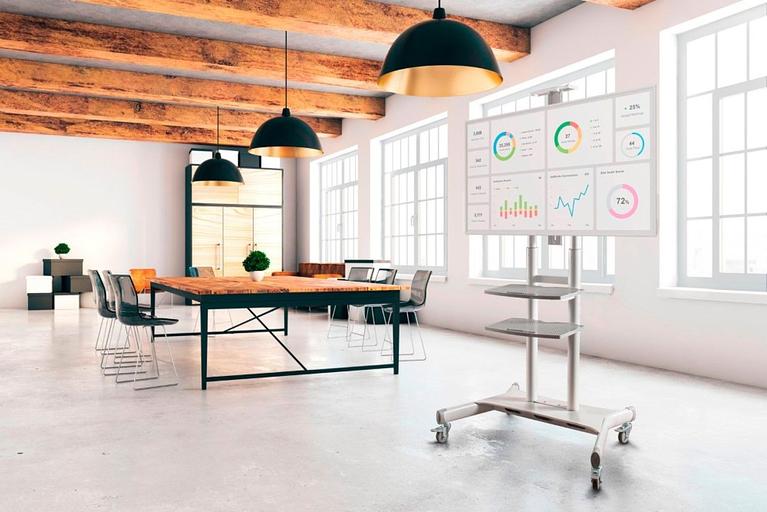 Подставка для телевизора Onkron TS1881 белый 50"-86" макс.105.9кг напольный мобильный фото 10