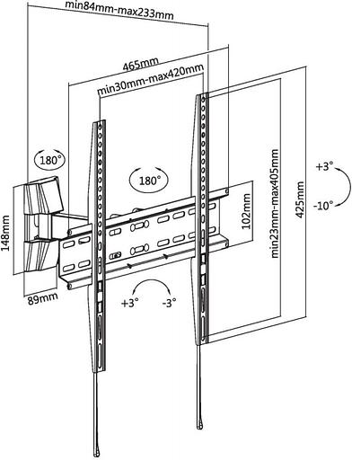 Кронштейн для телевизора Ultramounts UM 878 черный 32"-55" макс.35кг настенный поворотно-выдвижной и наклонный фото 2