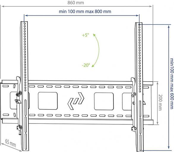 Кронштейн для телевизора Kromax STAR-2 черный 32"-90" макс.81кг настенный наклон фото 2
