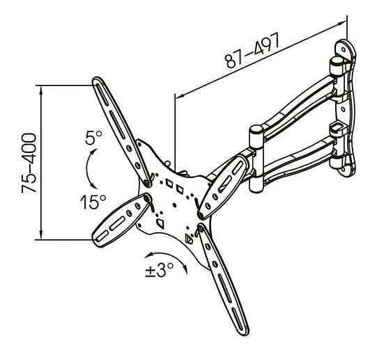 Кронштейн для телевизора Kromax TECHNO-5 белый 15"-55" макс.35кг настенный поворот и наклон фото 2