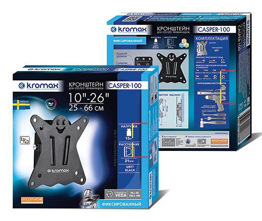 Кронштейн для телевизора Kromax CASPER-100 черный 10"-32" макс.25кг настенный фиксированный фото 3
