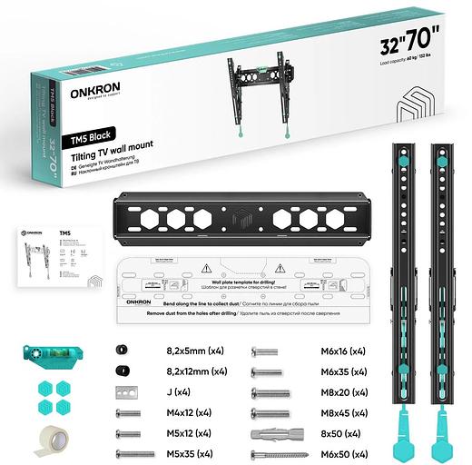 Кронштейн для телевизора Onkron TM5 черный 32"-65" макс.68кг настенный наклон фото 6