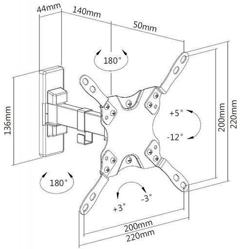 Кронштейн для телевизора Ultramounts UM 864W белый 13"-42" макс.20кг настенный поворотно-выдвижной и наклонный фото 2