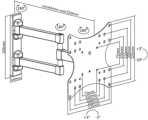 Кронштейн для телевизора Ultramounts UM 867W белый 23"-42" макс.20кг настенный поворот и наклон фото 2