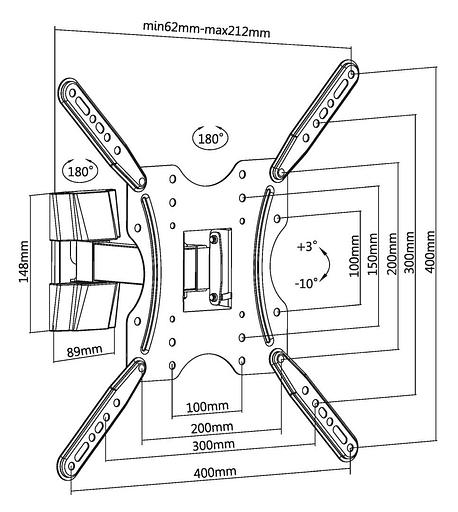 Кронштейн для телевизора Ultramounts UM 901 черный 32"-55" макс.30кг настенный поворотно-выдвижной и наклонный фото 2